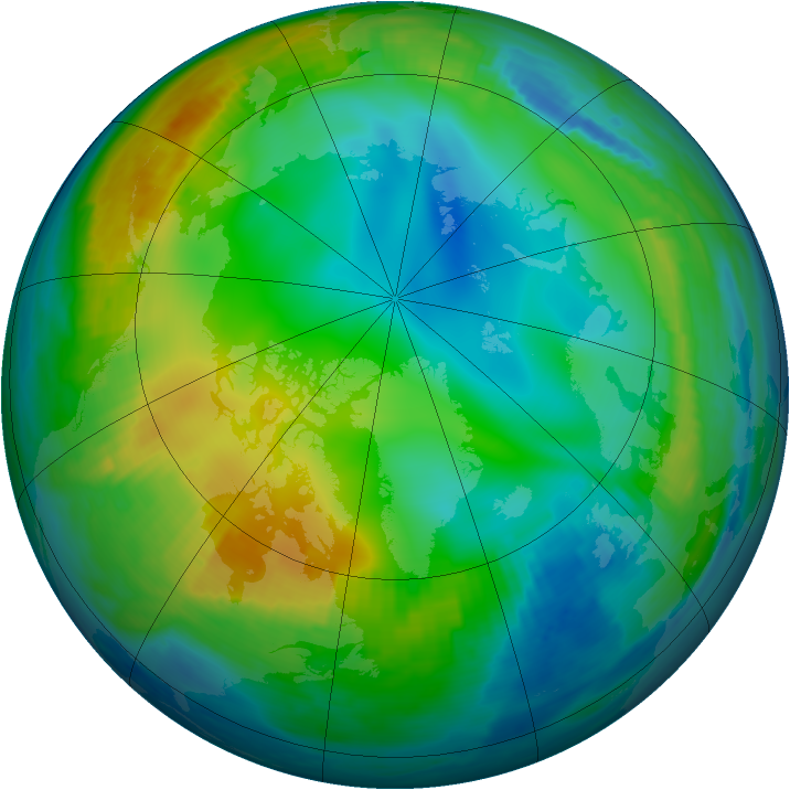 Arctic ozone map for 05 December 1999